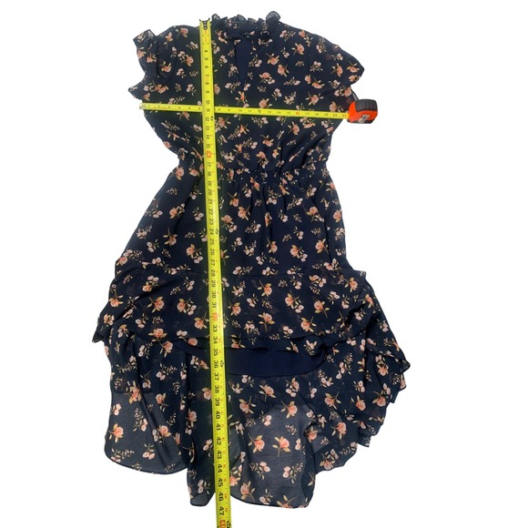 (H-232)1.STATE Floral Dress Size 0X Navy Blue Ruffle Hem Short‎ Sleeve boho - Picture 10 of 11
